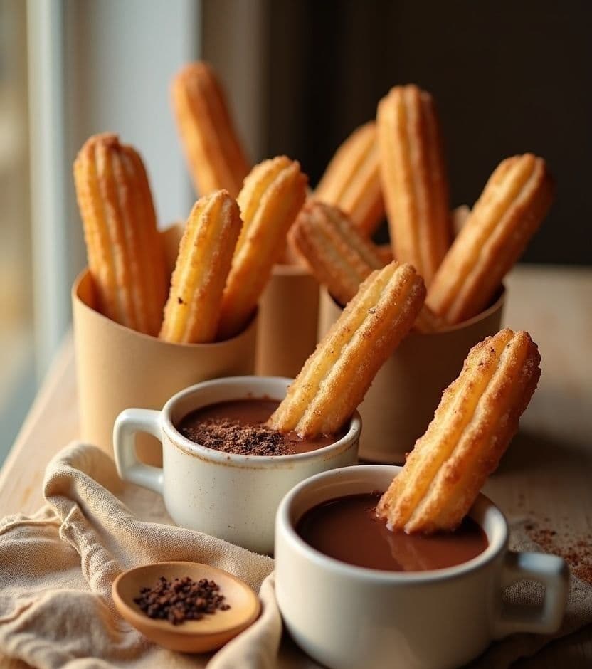 Churros con chocolate caliente — Spain breakfast recipe