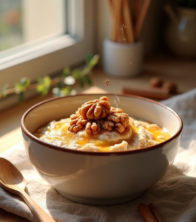 Cinnamon oats with walnuts.