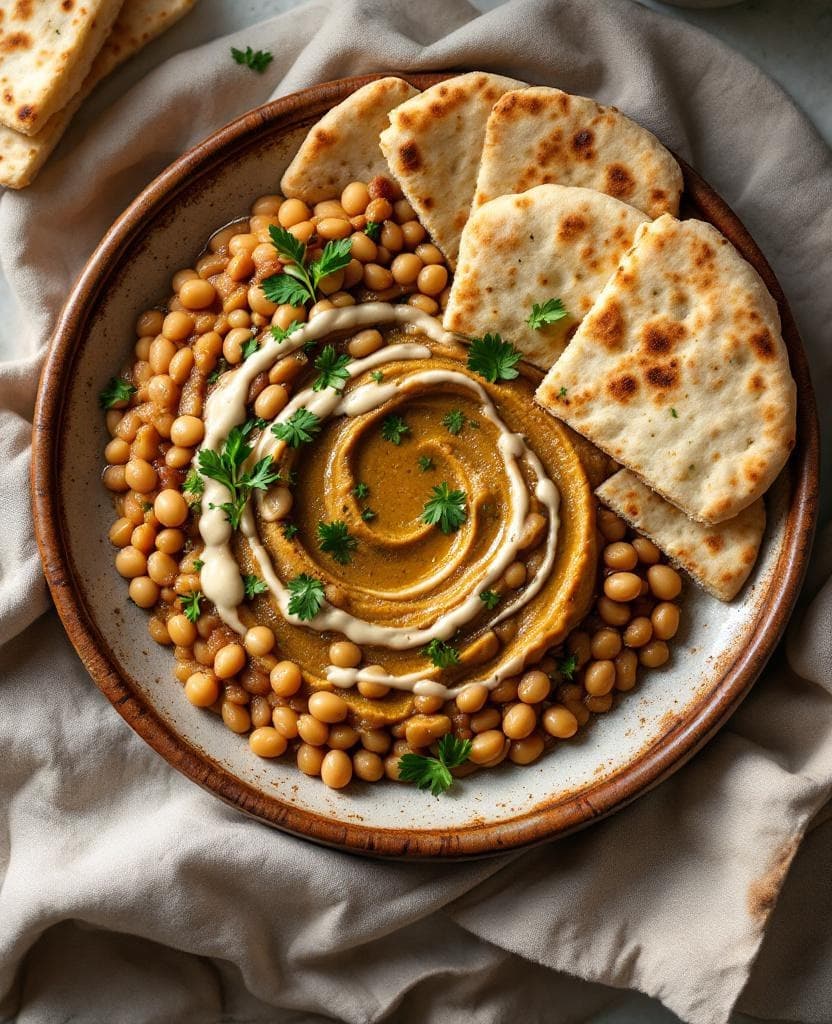 Ful medames with tahini & egg — Egypt breakfast recipe