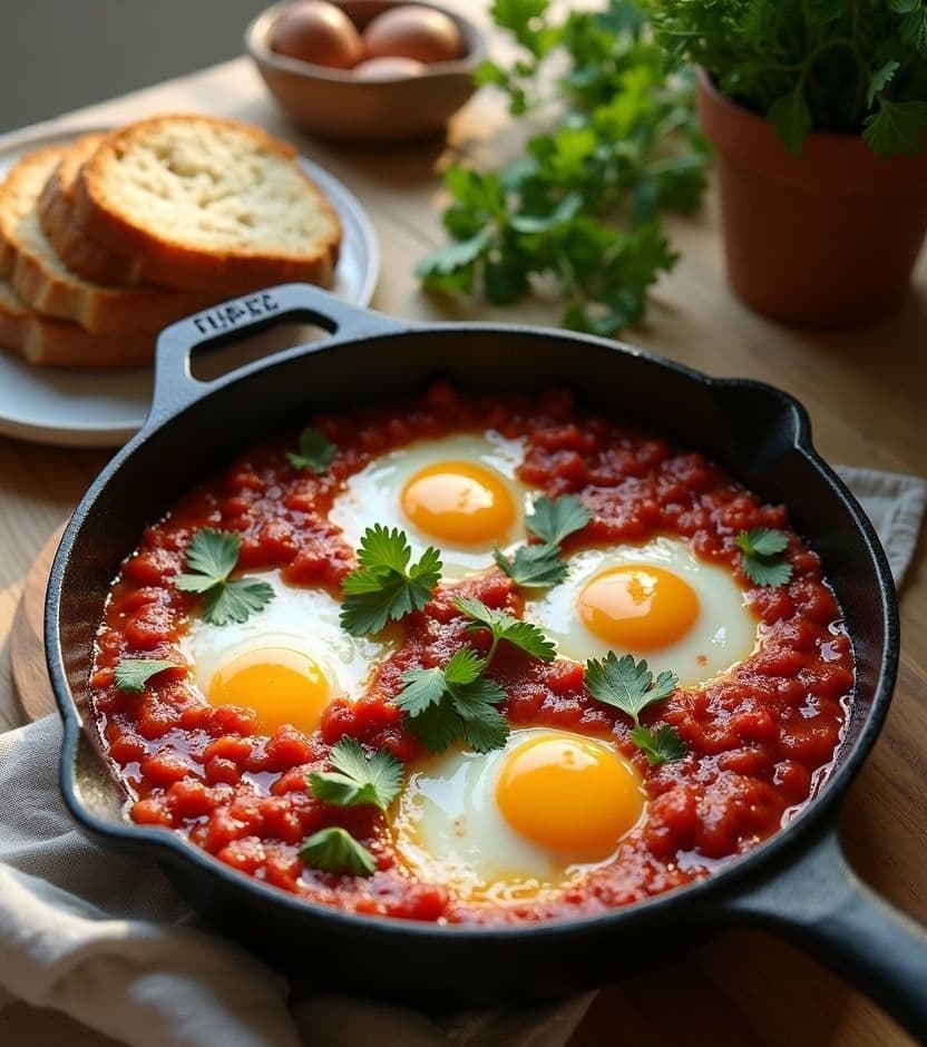 Shakshuka โ eggs in tomato sauce.