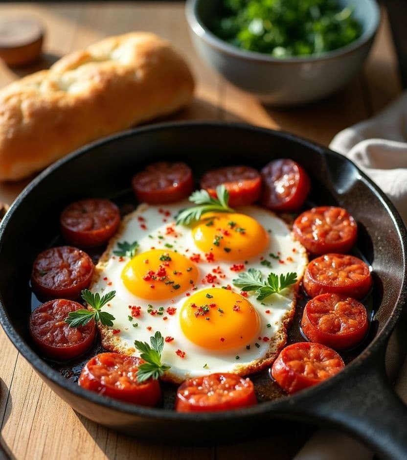 Sucuklu yumurta, spiced sausage & eggs — Turkey breakfast recipe
